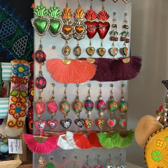 Mexican Hand Painted Tassel Earrings - Picture 8 of 8